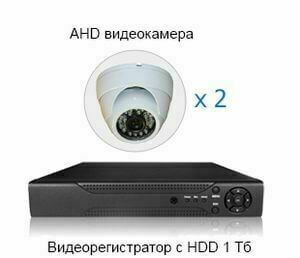 Четыре купольные видеокамеры и видеорегистратор